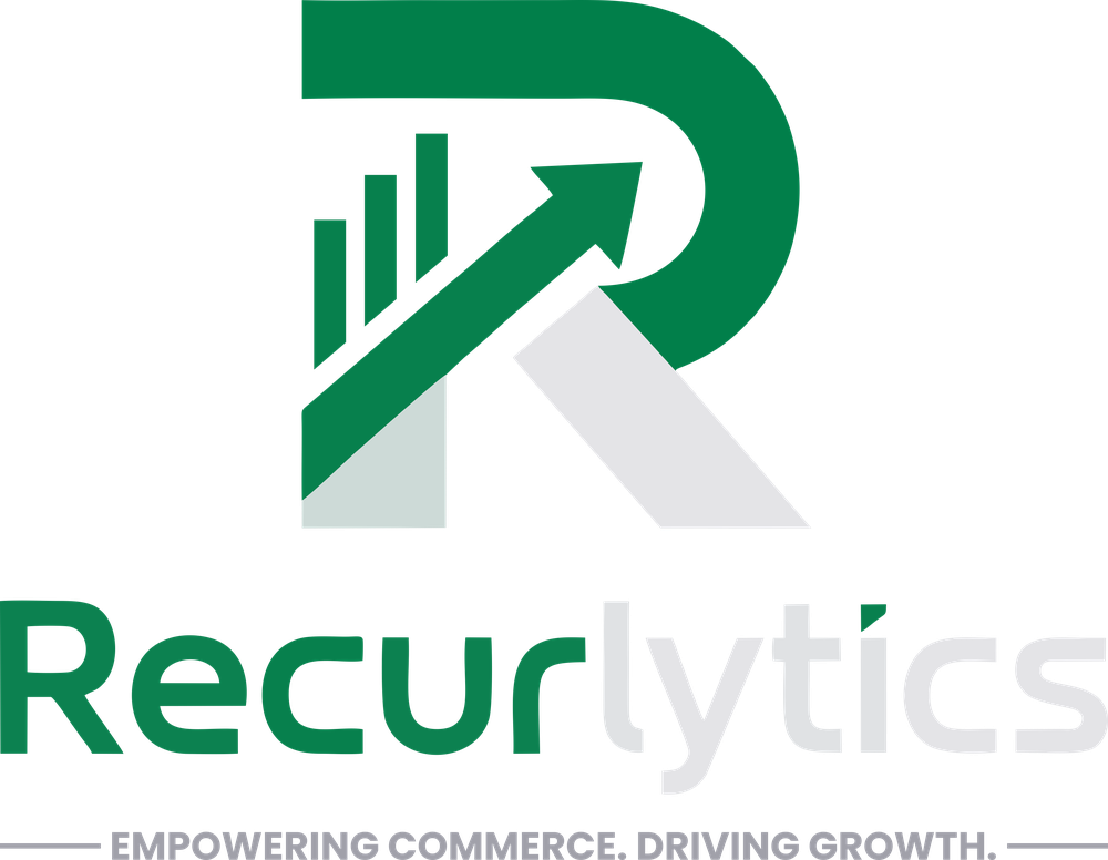 Recurlytics stacked logo lockup — logo and wordmark